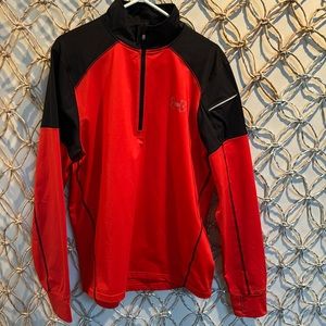 Under Armour Cold Gear Quarter Zip size Large, orange and black